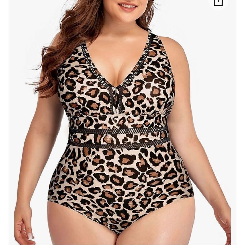 Daci Women Plus Size One Piece Swimsuits Sexy V Neck Backless Bathing Suit
